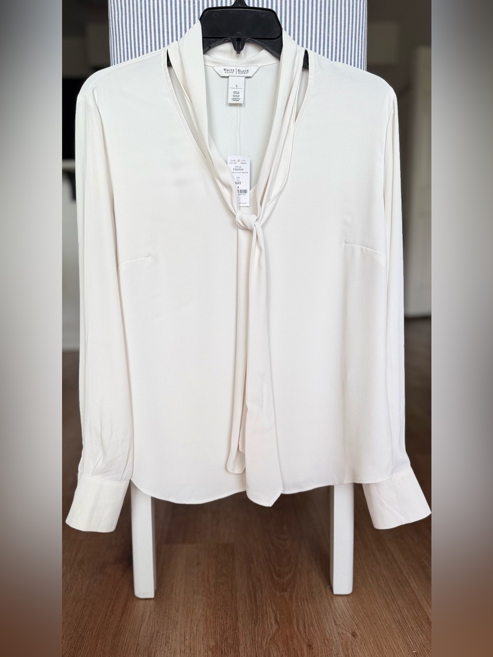 White House Black Market Cream Tie-Neck Blouse - Women's